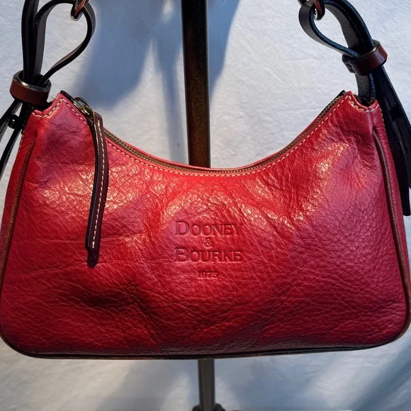 Dooney & Bourke Cherry Red Leather Hobo Shoulder Bag - Picture 2 of 15